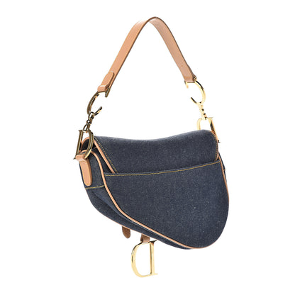Christian Dior Denim Calfskin Saddle Bag Blue 2 of 10