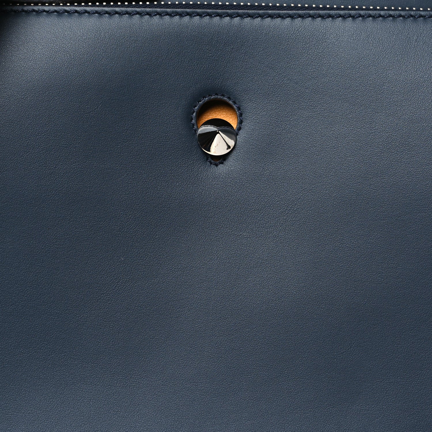 Fendi Vitello Baltico Dolce DotCom Satchel Navy Yellow 10 of 12