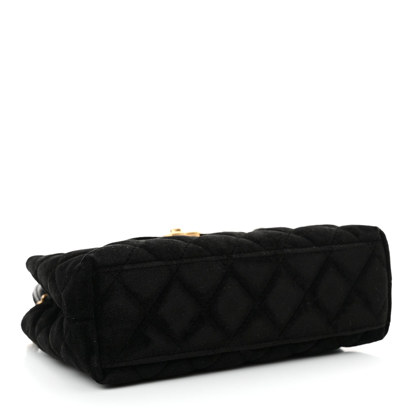 Velvet Quilted Nano Kelly Shopper Black