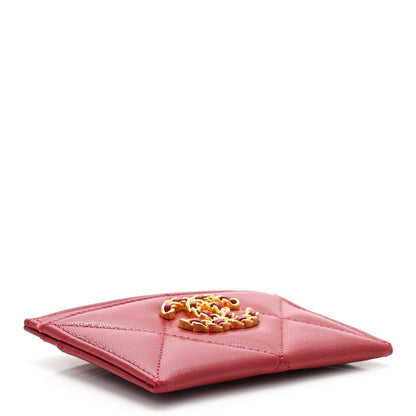 Chanel Shiny Goatskin Quilted Chanel 19 Card Holder 4 of 9