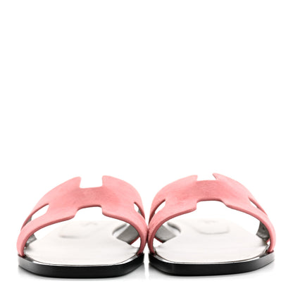 Hermes Suede Goatskin Oran Sandals 37.5 Rose Du Desert 3 of 10