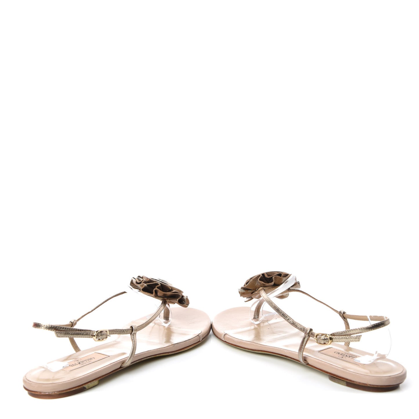 Metallic Calfskin Rose Slingback Flat Thong Sandals 40 Alba