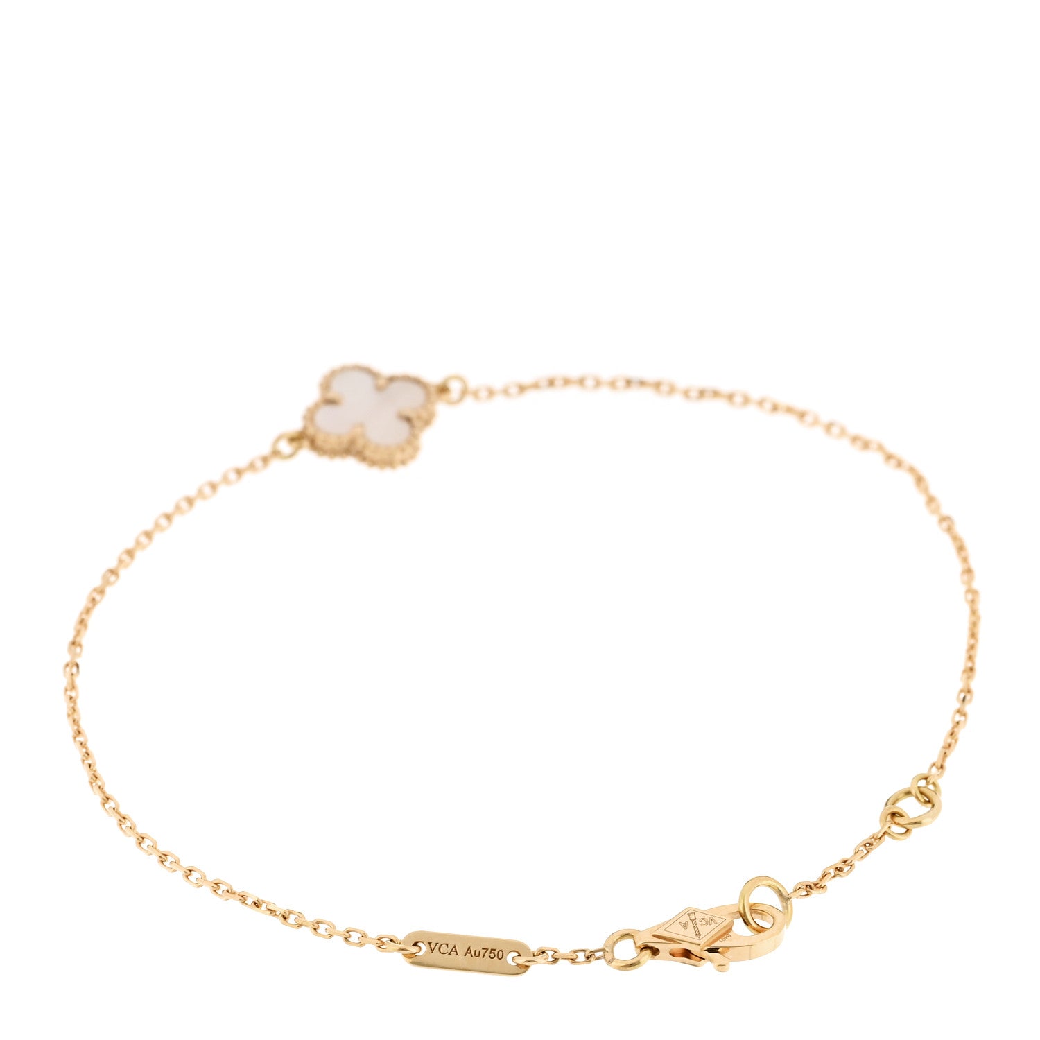 Van Cleef & Arpels 18K Yellow Gold Mother of Pearl Sweet Alhambra Bracelet 2 of 6
