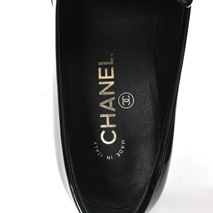 Chanel Patent Calfskin Metal CC Mocassin Loafers 38.5 Black 8 of 9
