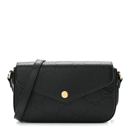Gucci Gilbert Calfskin GG Super Mini Shoulder Bag Black 1 of 10