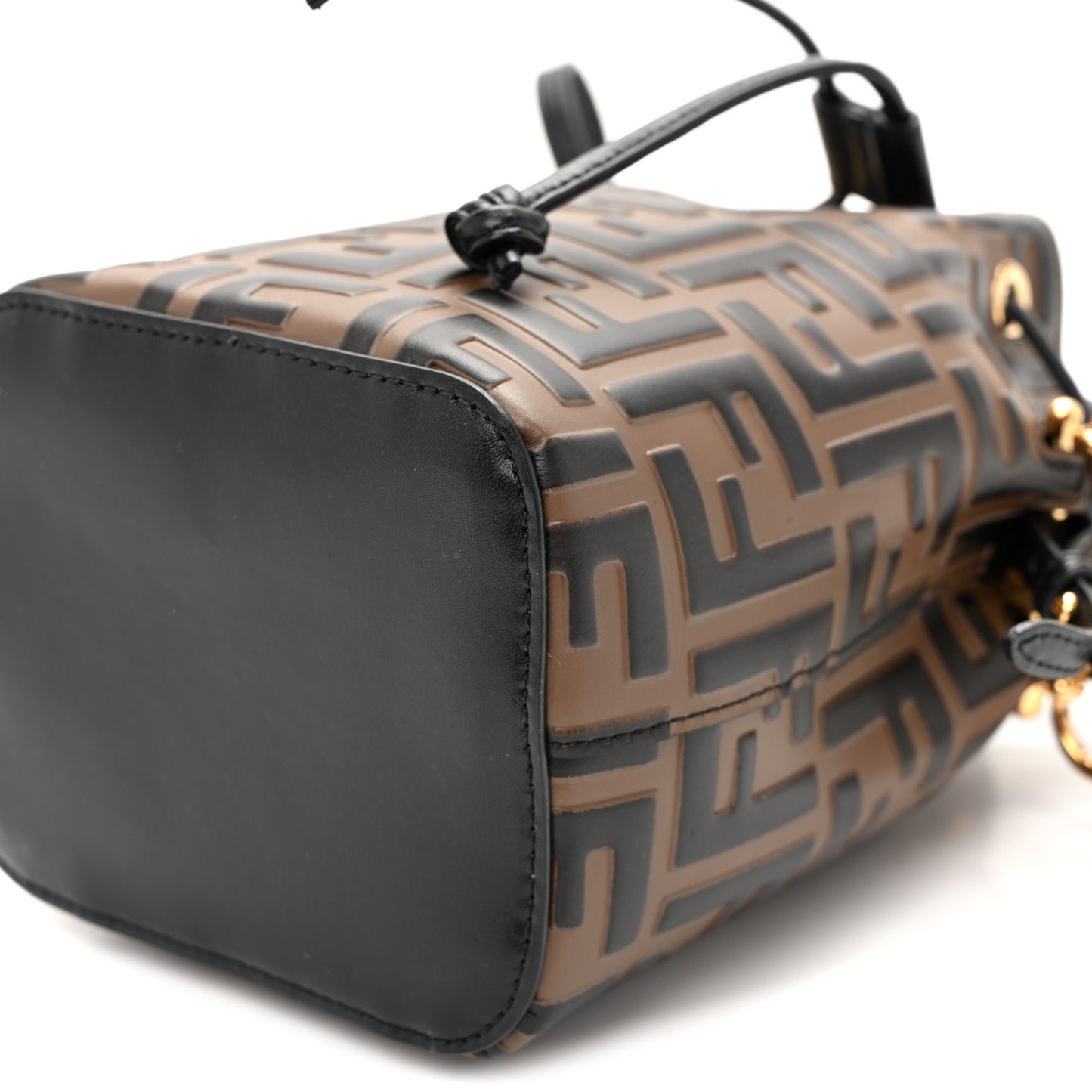 Vitello Liberty F is Fendi Bi-Color FF 1974 Embossed Mini Mon Tresor Bucket Bag Maya Black