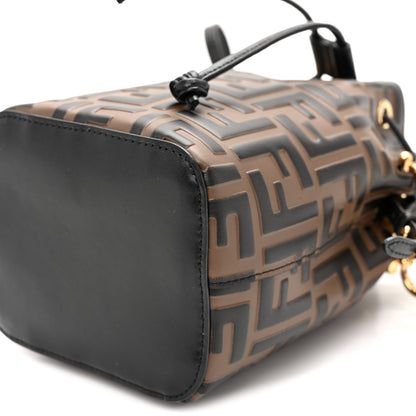 Fendi Vitello Liberty F is Fendi Bi-Color FF 1974 Embossed Mini Mon Tresor Bucket Bag Maya Black 10 of 11
