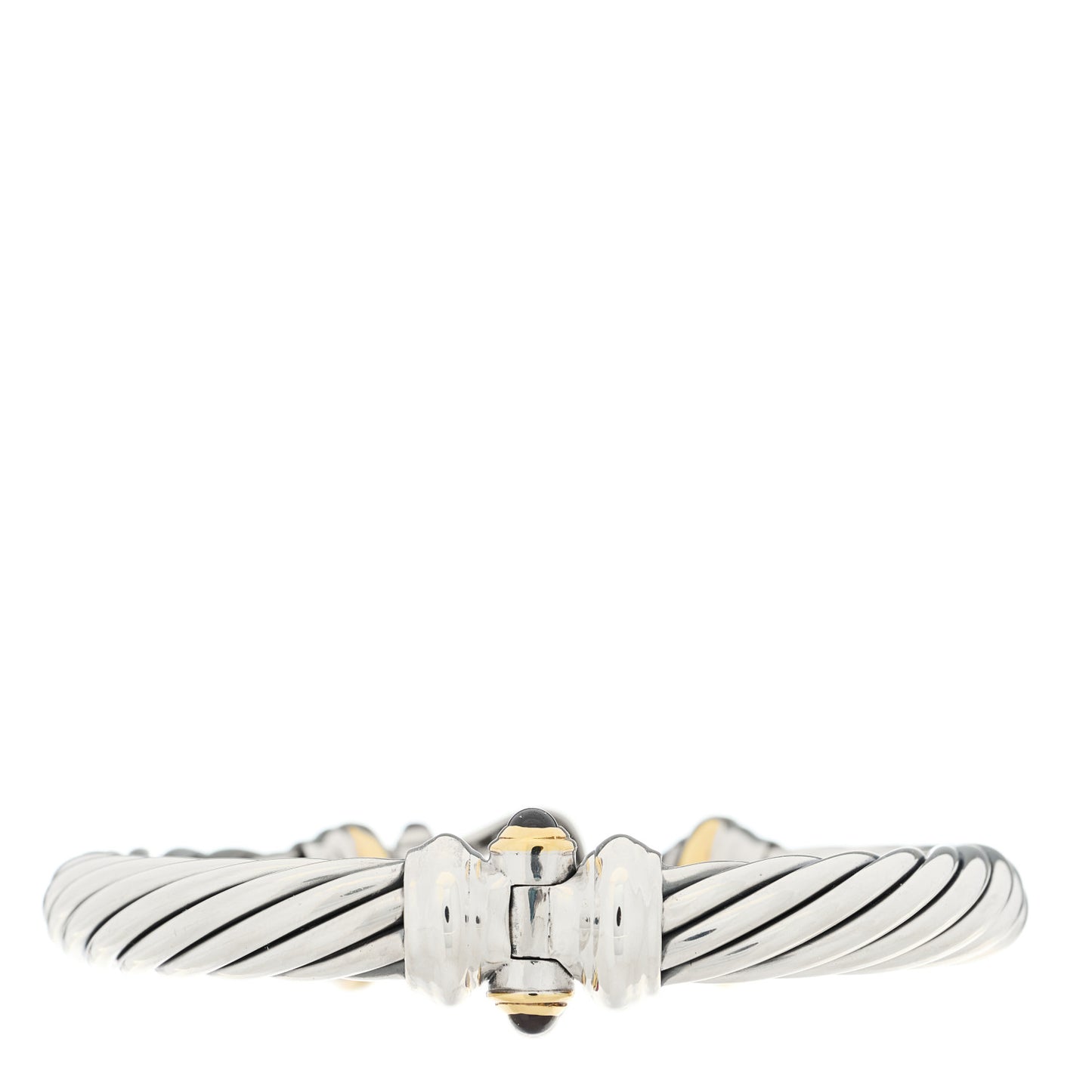 Sterling Silver 18K Yellow Gold Diamond Garnet 10mm Cable Buckle Bracelet