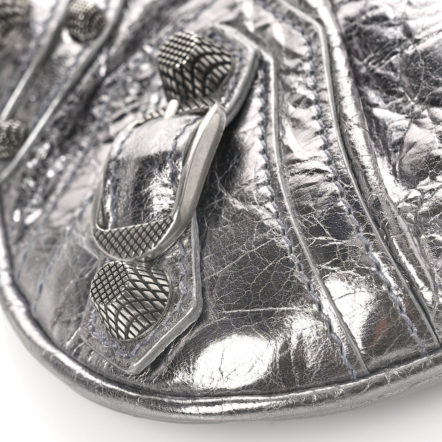 Balenciaga Metallic Agneau Arena Mini Le Cagole Multi Pouch Silver 7 of 8