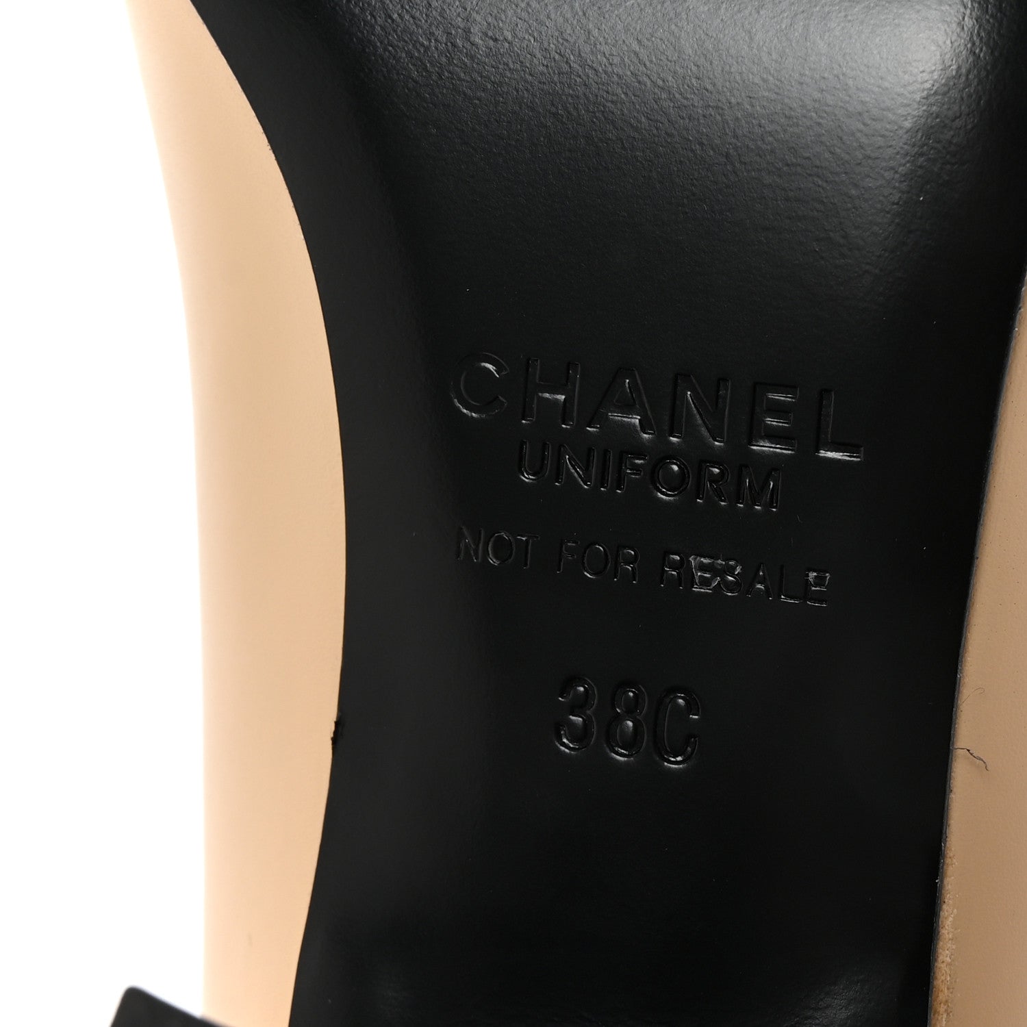 Chanel Lambskin Cap Toe CC Uniform Pumps 38 Beige Black 7 of 9