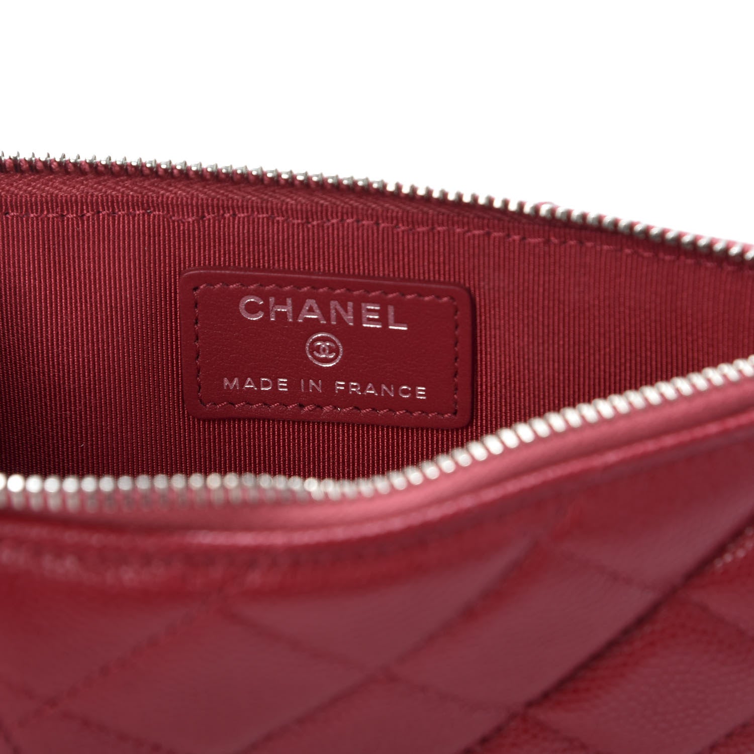 Chanel Caviar Quilted Classic Flat Wallet Pouch Red 8 of 10
