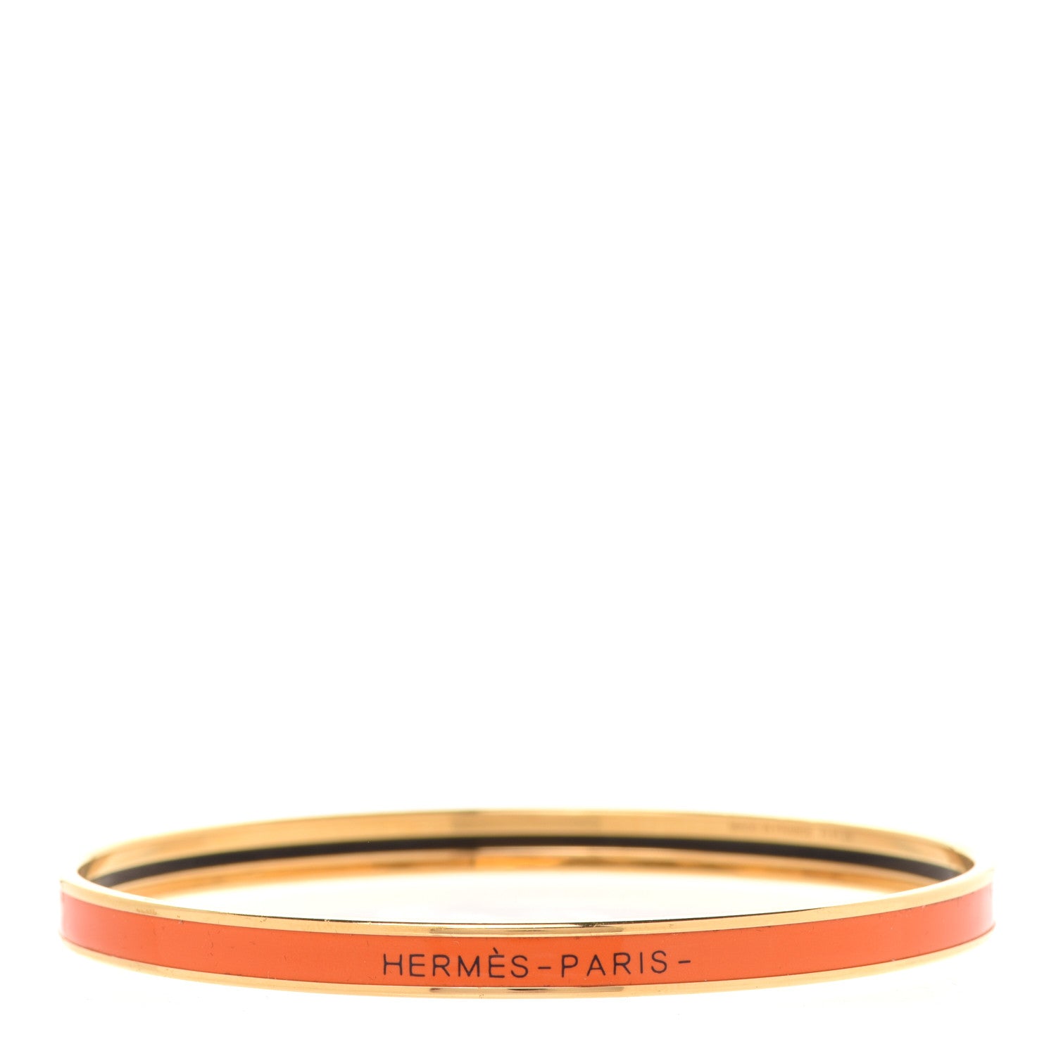 Hermes Enamel Printed Extra Narrow Plain Bracelet 70 Orange 1 of 6