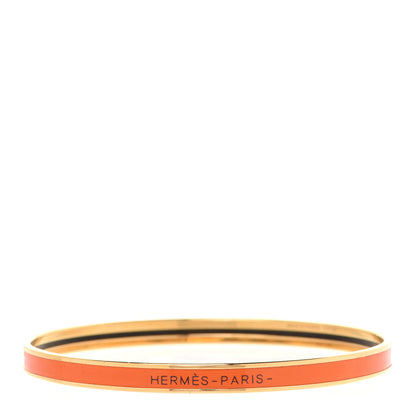 Hermes Enamel Printed Extra Narrow Plain Bracelet 70 Orange 1 of 6