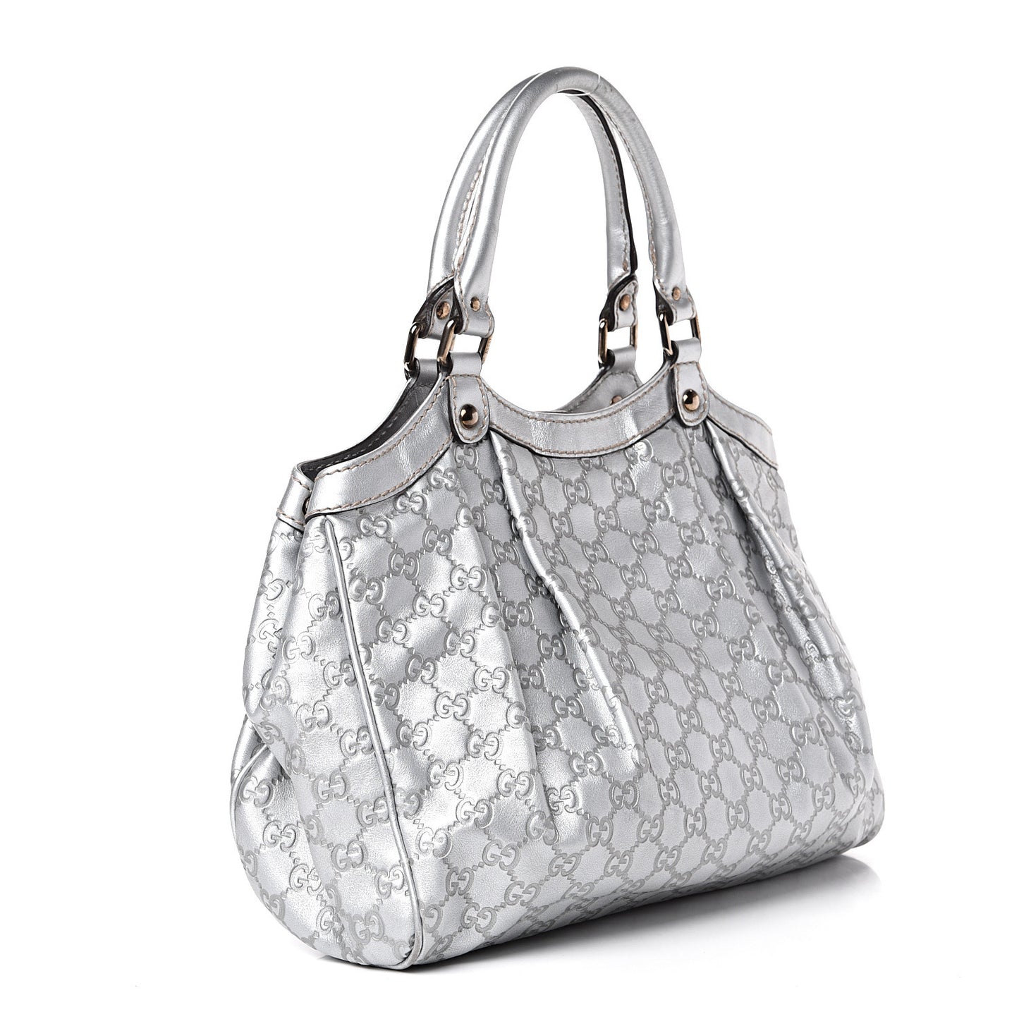 Guccissima Medium Sukey Tote Silver