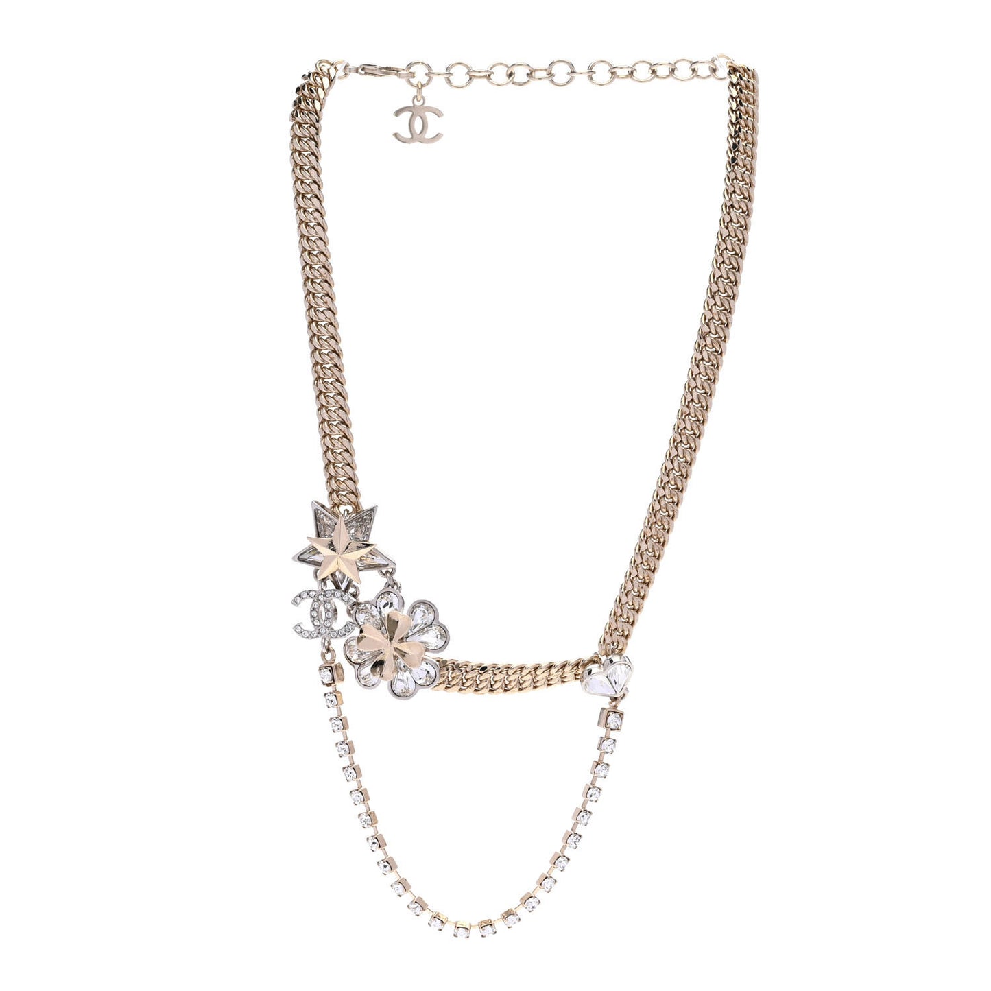 Crystal Chain CC Lucky Charms Choker Gold