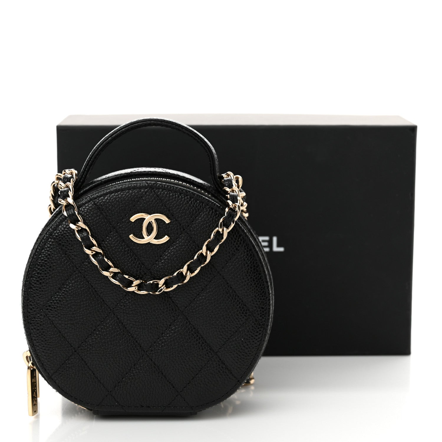 Chanel Caviar Quilted Round Handle With Care Vanity With Chain Black 13 of 13