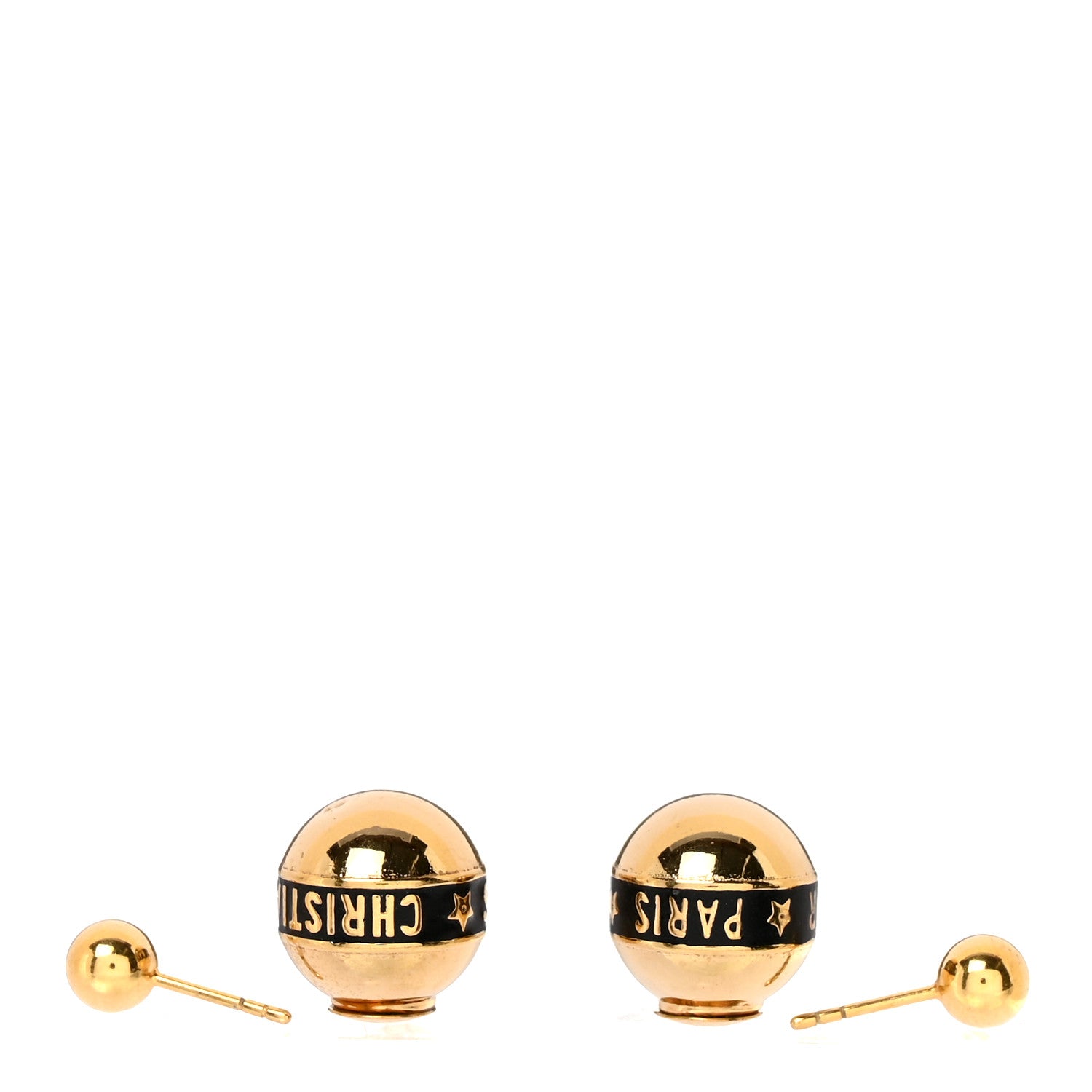 Christian Dior Metal Dior Tribal Earrings Gold Black 3 of 4