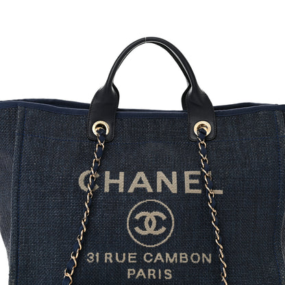 Chanel Woven Straw Large Deauville Tote Blue 8 of 14