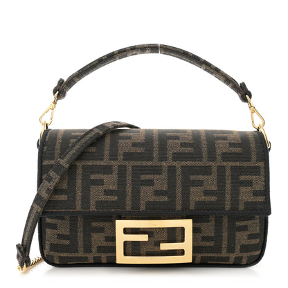 Fendi Fabric Jacquard FF 1974 Mini Baguette Tobacco Moro Black 1 of 10