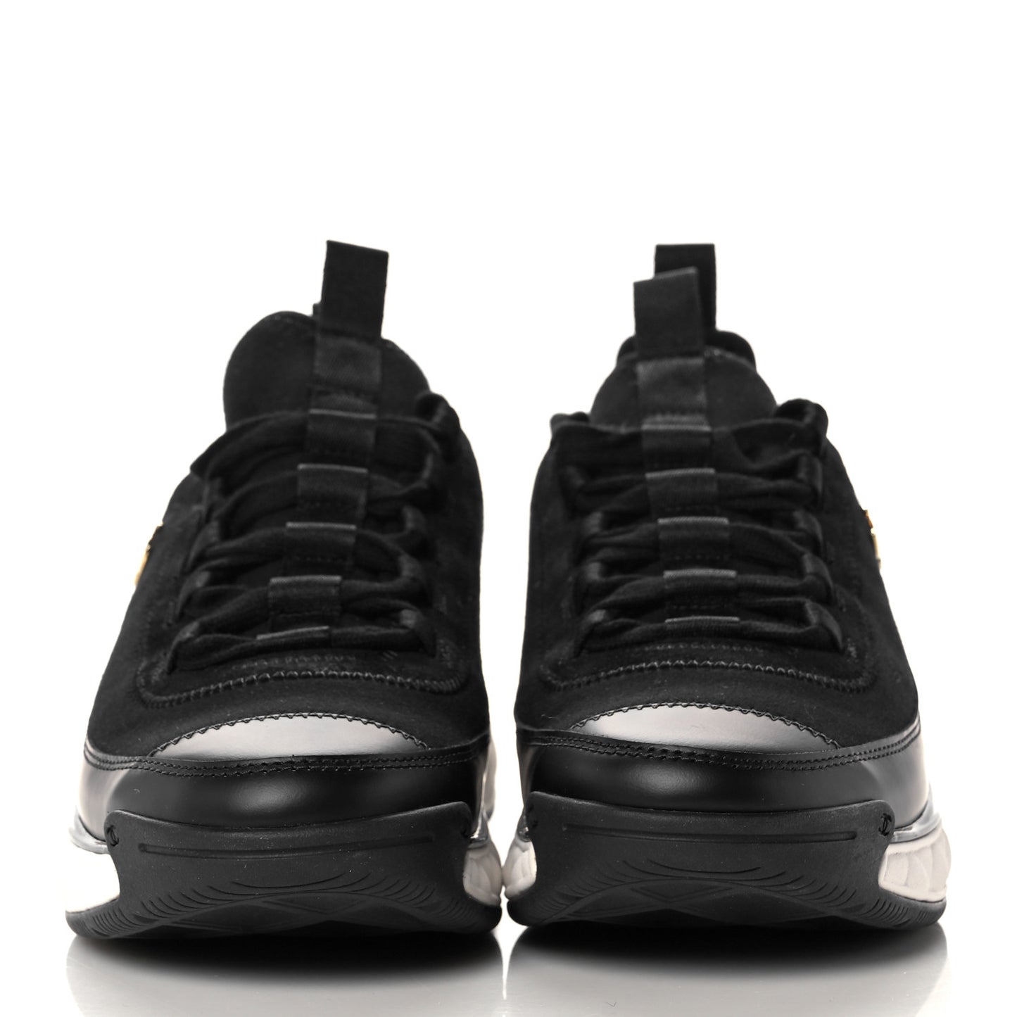 Velvet Calfskin Mixed Fibers CC Sneakers 37 Black