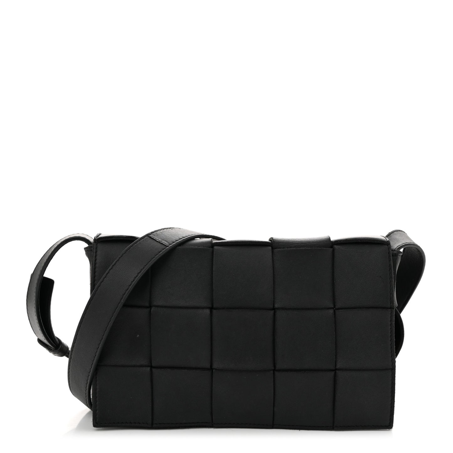 Lambskin Maxi Intrecciato Cassette Crossbody Bag Black
