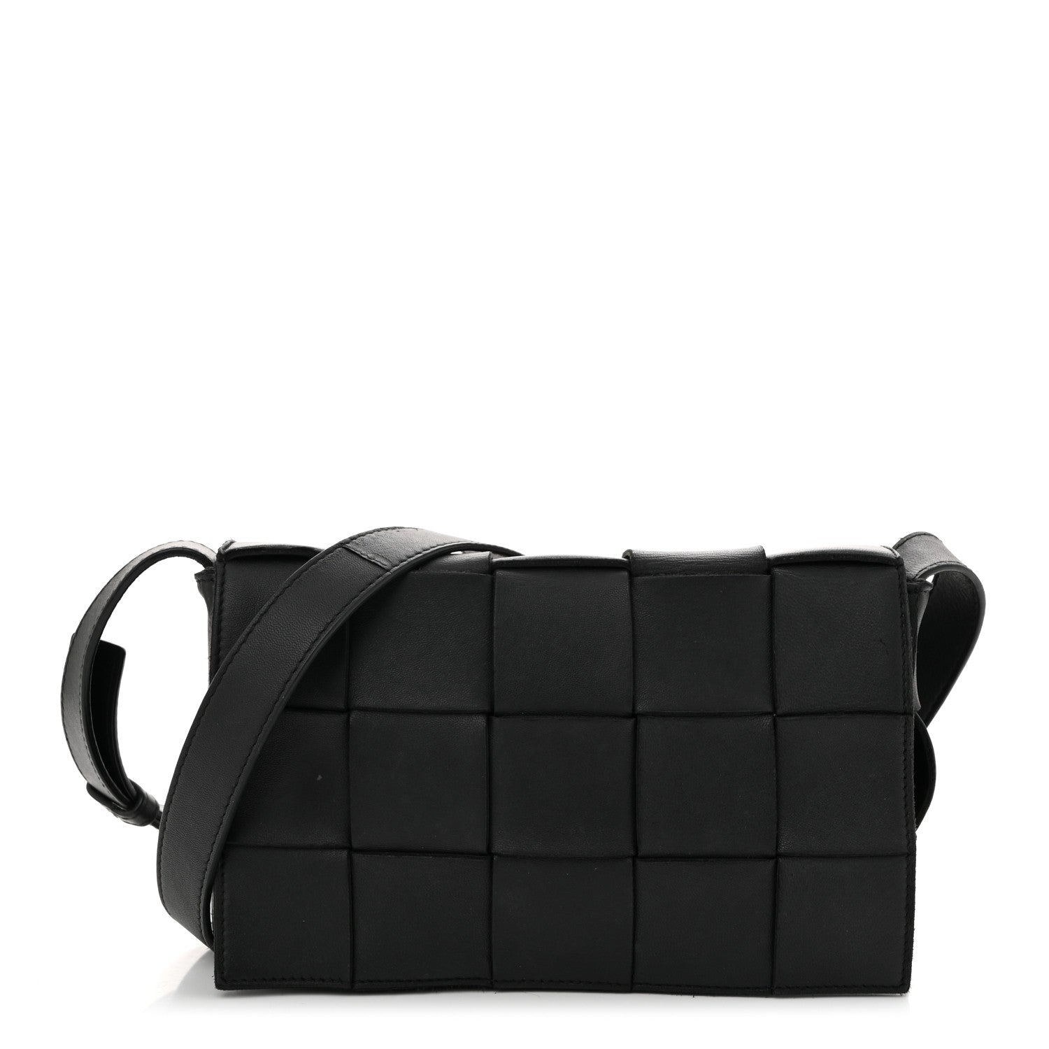 Bottega Veneta Lambskin Maxi Intrecciato Cassette Crossbody Bag Black 1 of 11