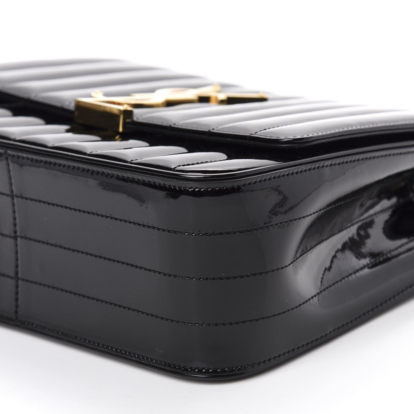 Patent Matelasse Monogram Large Vicky Chain Bag Black