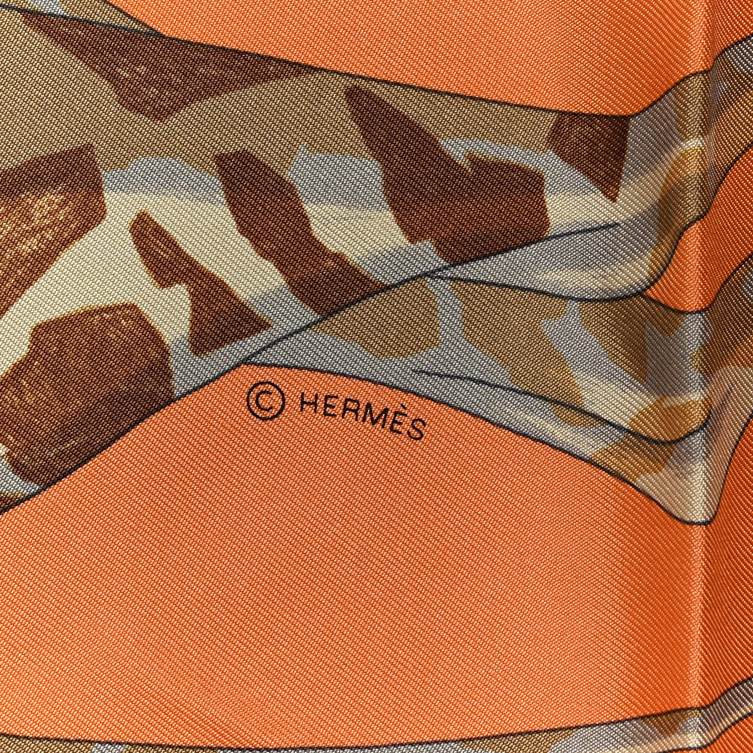 Hermes Silk Story 90 Scarf Abricot Beige Vert 3 of 4