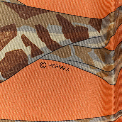Hermes Silk Story 90 Scarf Abricot Beige Vert 3 of 4