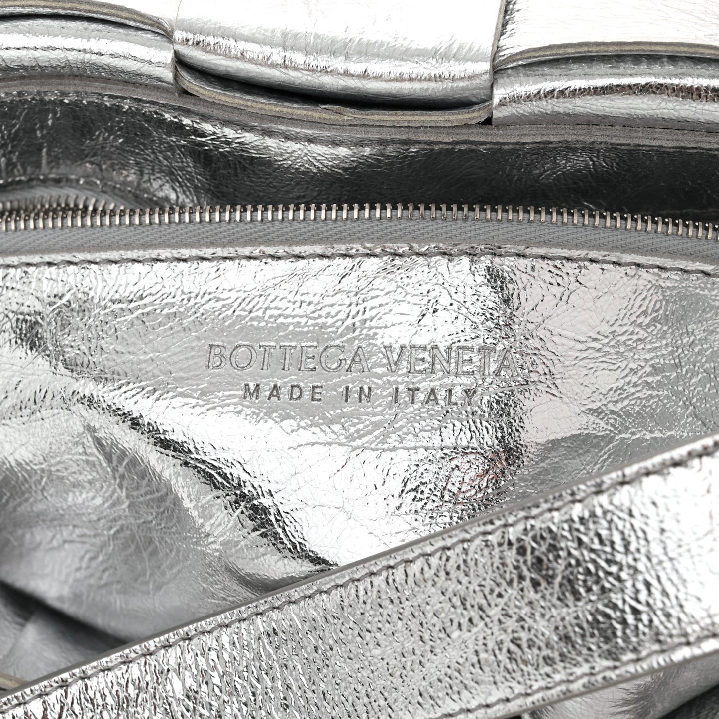 Metallic Lambskin Maxi Intrecciato Cassette Crossbody Bag Silver