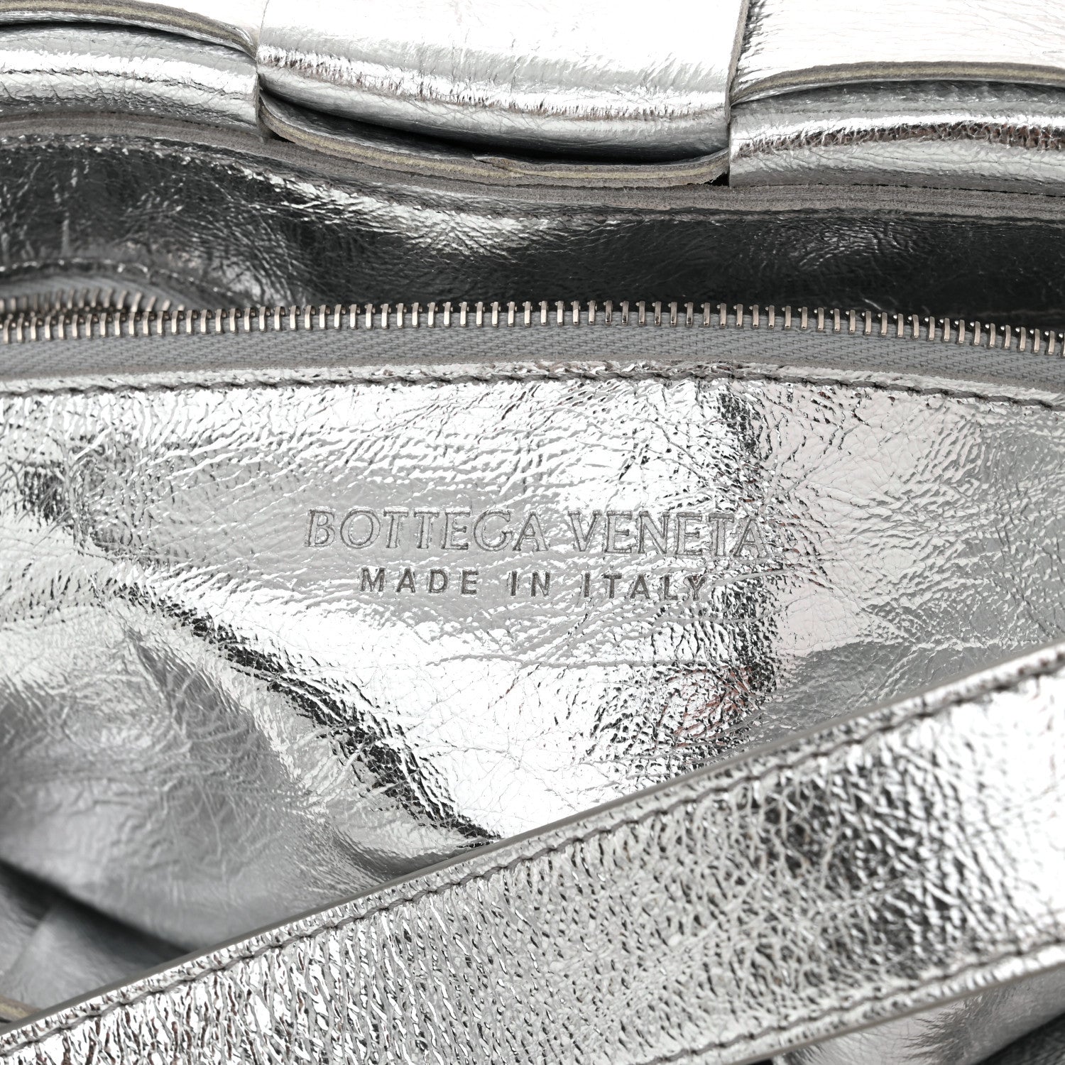 Bottega Veneta Metallic Lambskin Maxi Intrecciato Cassette Crossbody Bag Silver 5 of 10
