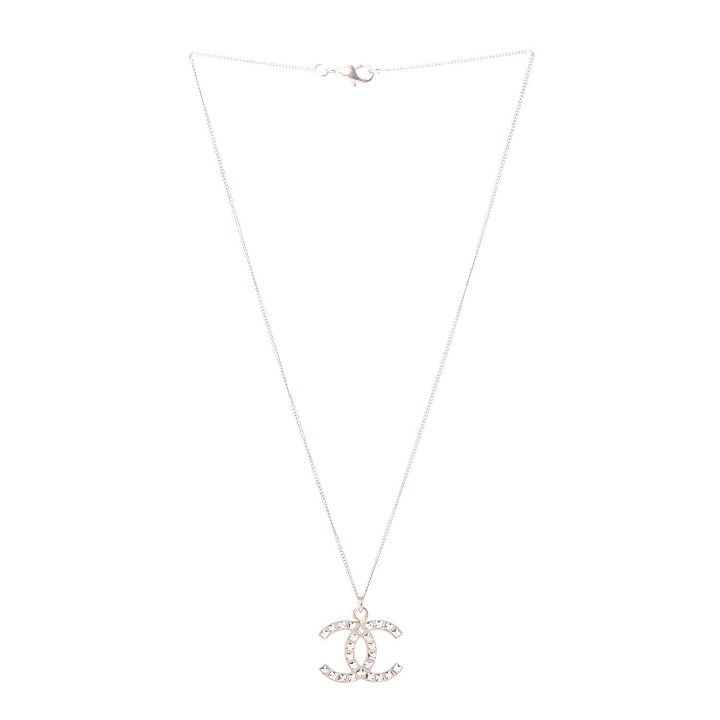 Baguette Crystal CC Necklace Light Gold