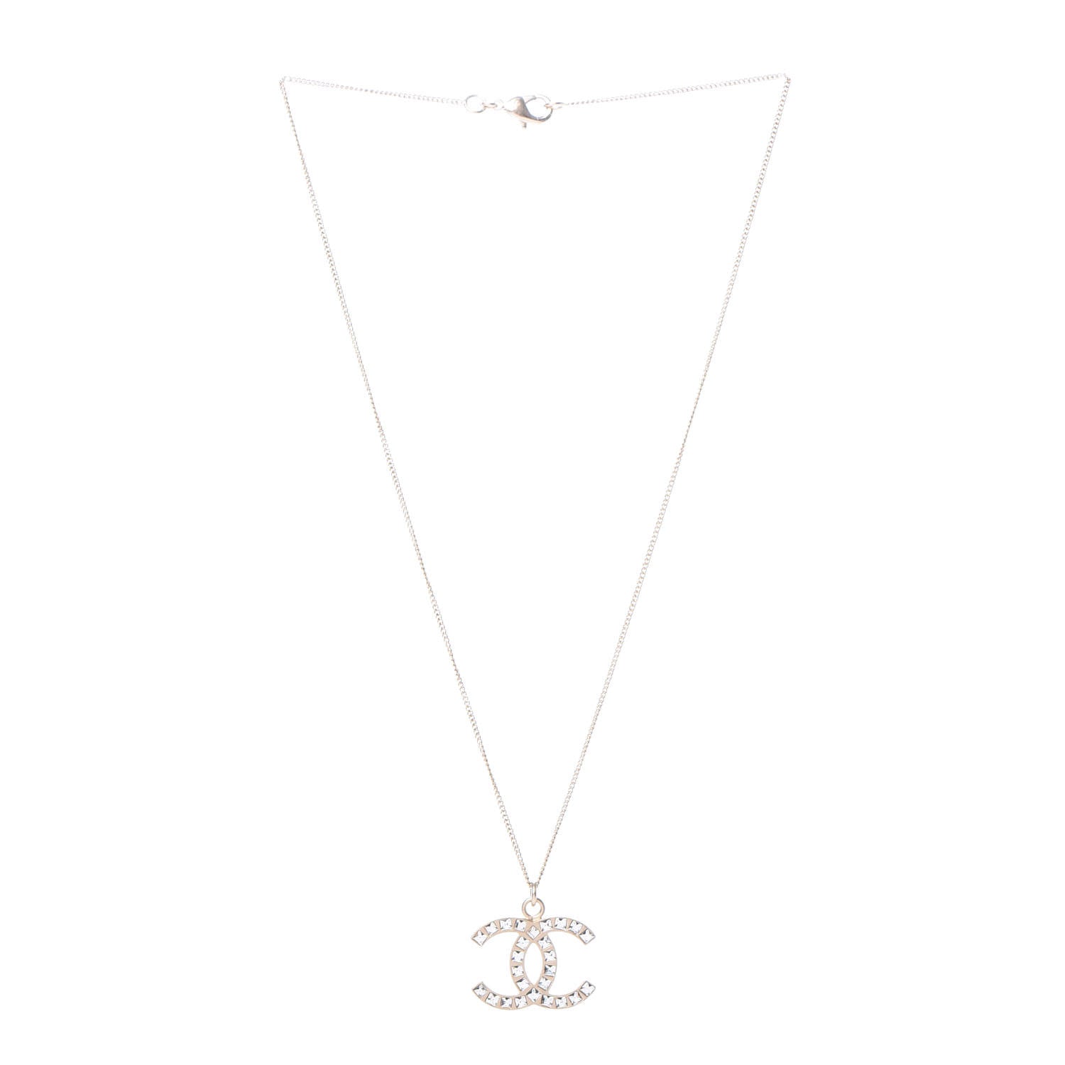 Chanel Baguette Crystal CC Necklace Light Gold 3 of 4