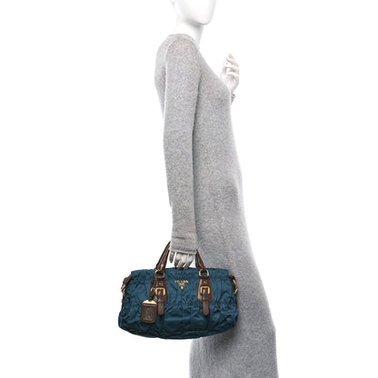 Prada Tessuto Nylon Soft Calfskin Shopping Satchel Blue 2 of 9