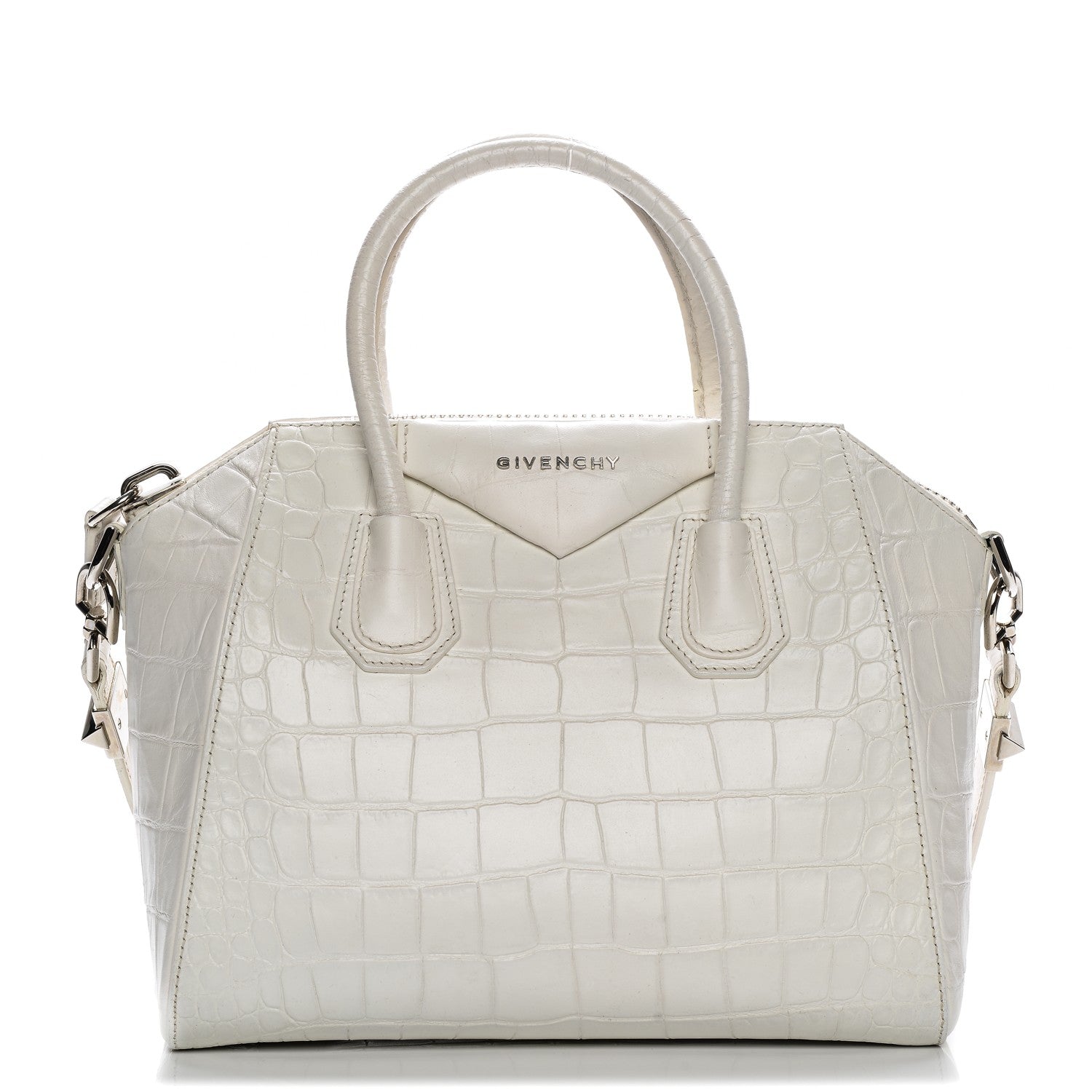 Givenchy Calfskin Crocodile Embossed Small Antigona White 1 of 15