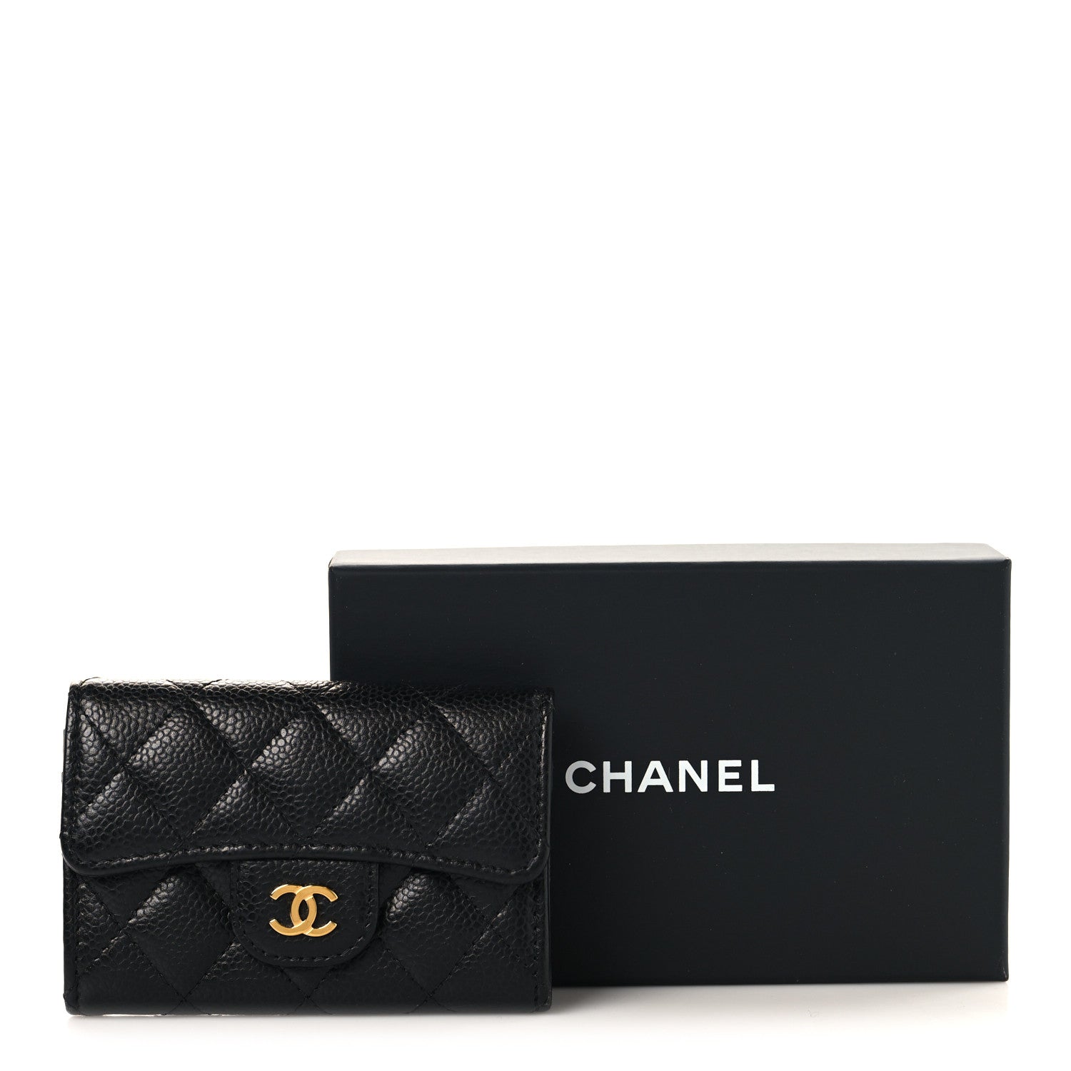 Chanel Caviar Quilted Flap Card Holder Wallet Black Black 9 of 9