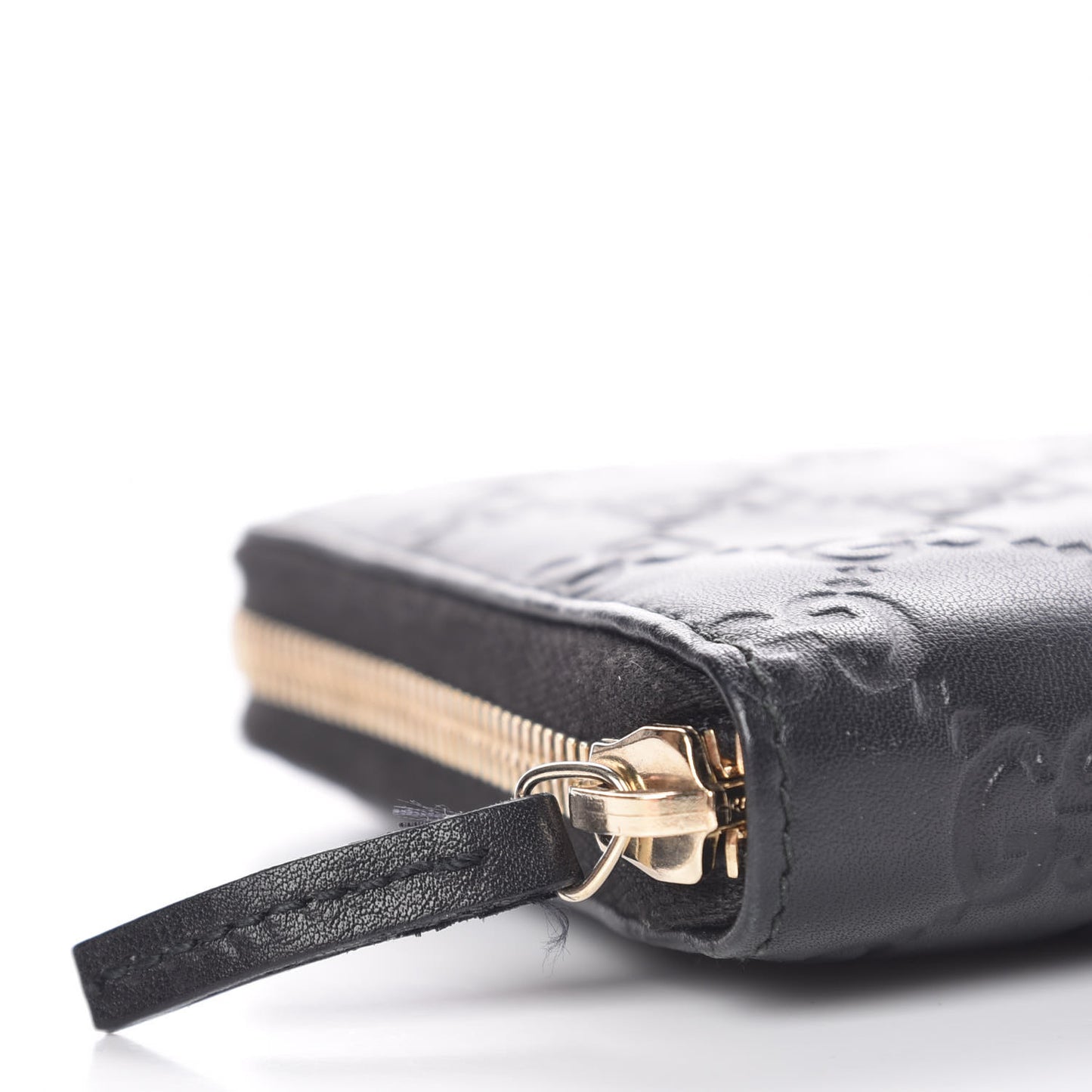 Guccissima Metal Bar Zip Around Organizer Wallet Black