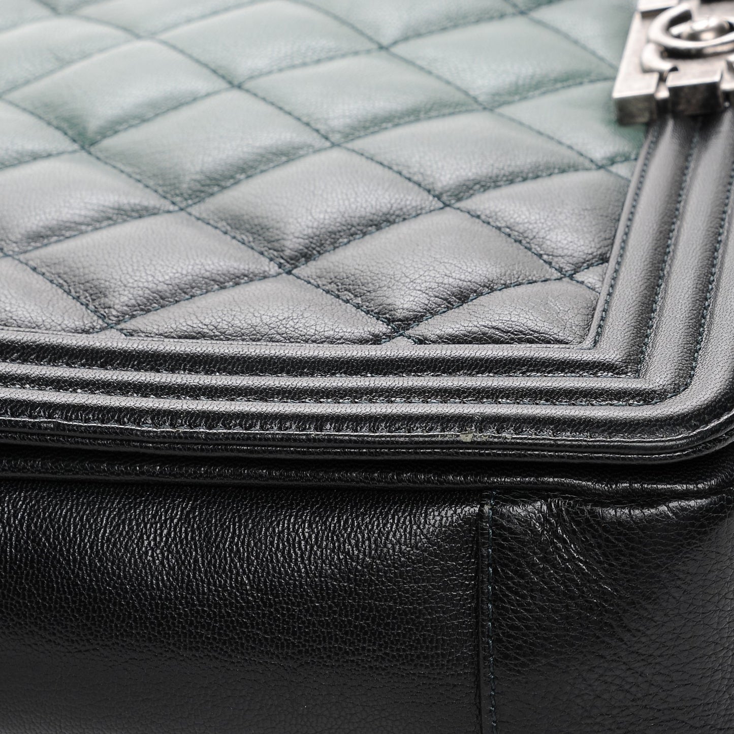 Goatskin Ombre Faded Quilted Large Boy Flap Dark Green