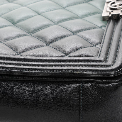 Chanel Goatskin Ombre Faded Quilted Large Boy Flap Dark Green 7 of 8
