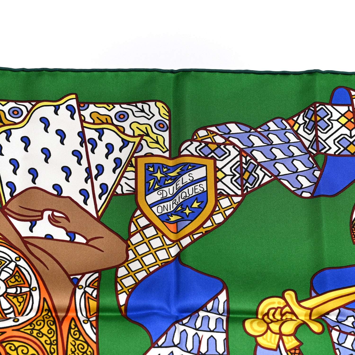 Hermes Silk Duels Oniriques Scarf 90 Emeraude Bleu Vif 6 of 6