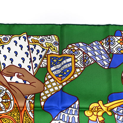 Hermes Silk Duels Oniriques Scarf 90 Emeraude Bleu Vif 6 of 6