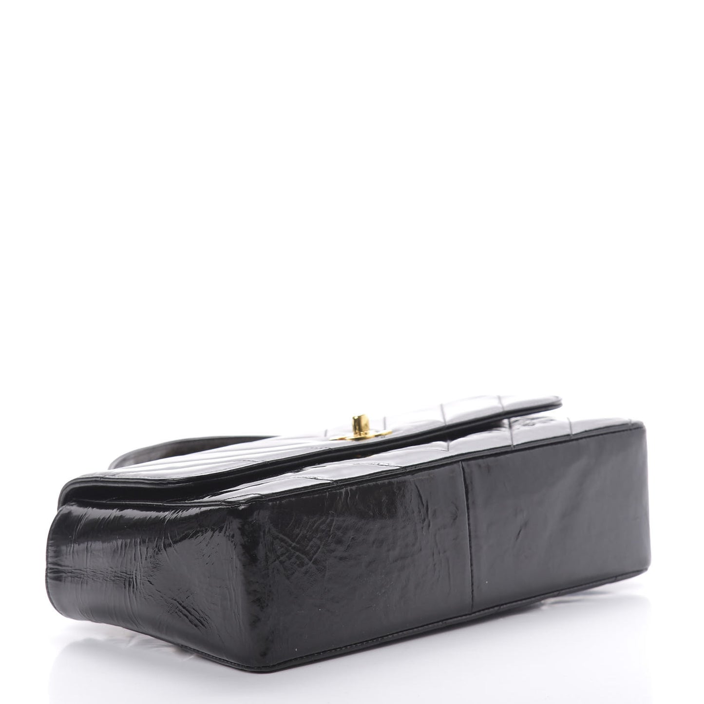 Patent Chevron Top Handle Flap Black