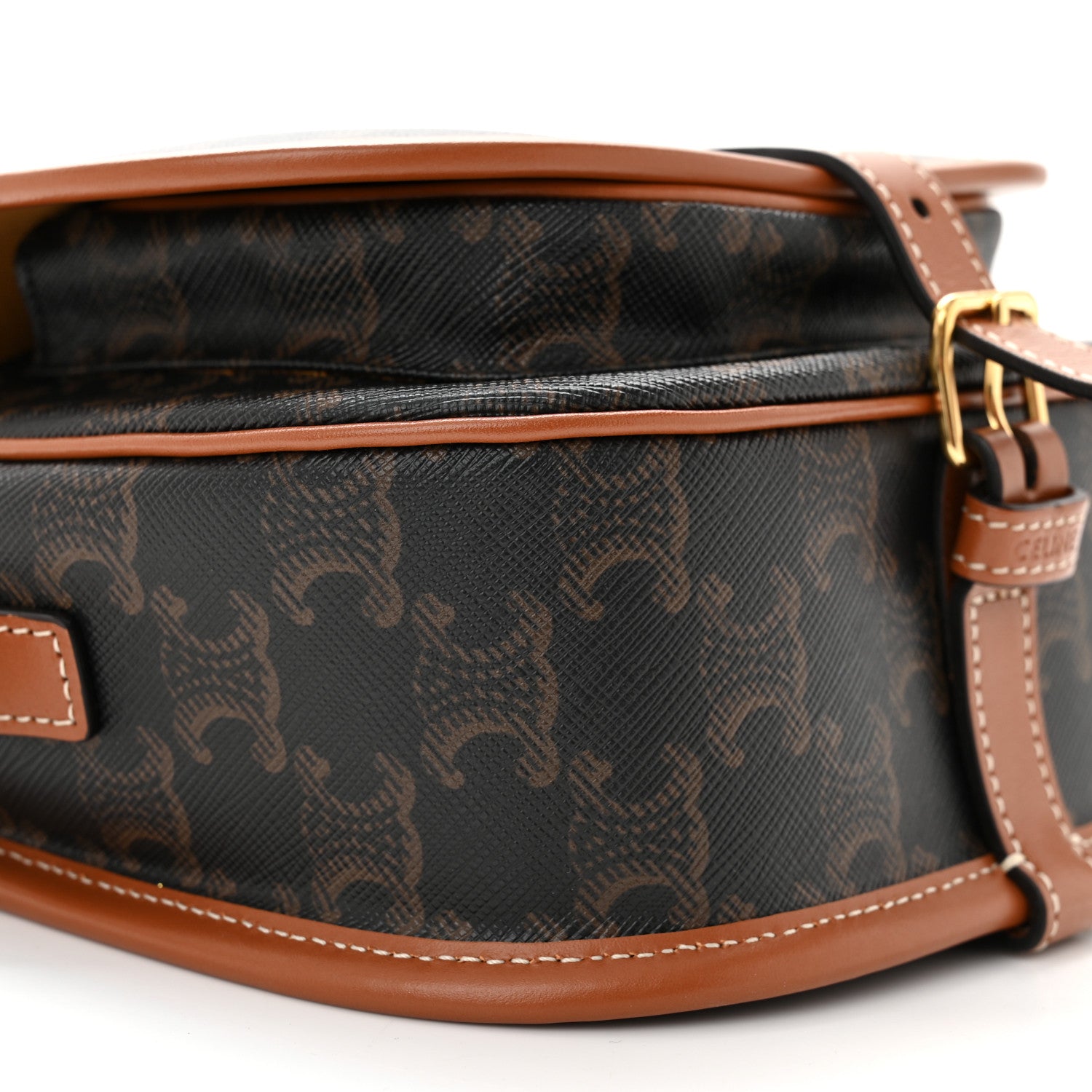 Celine Triomphe Canvas Medium Folco Bag Tan 8 of 9
