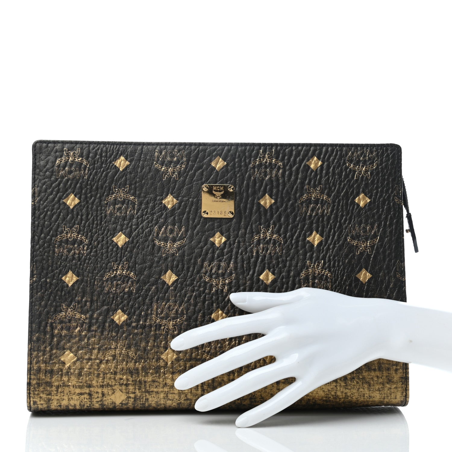 MCM Gradation Visetos Zip Pouch Black Gold 2 of 7