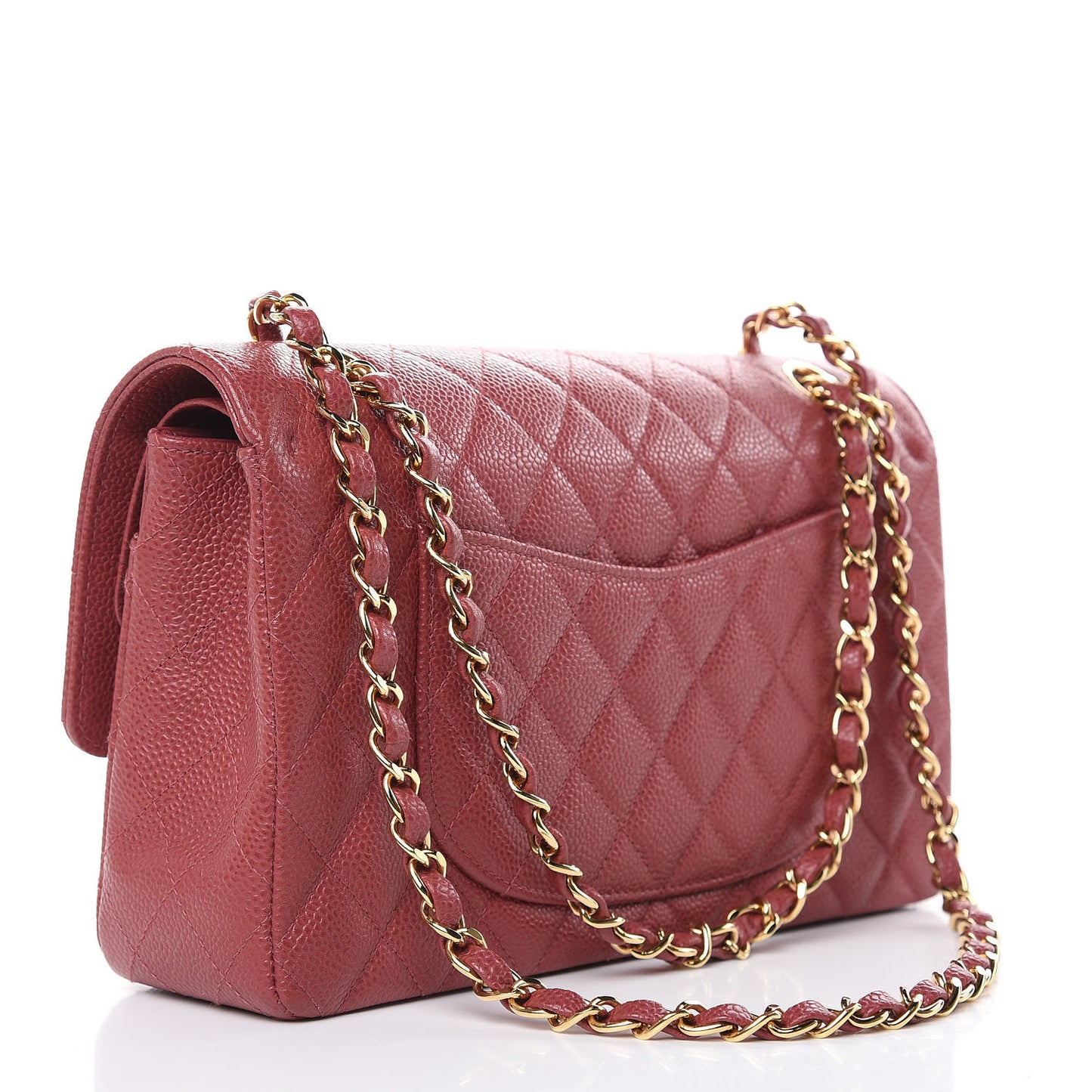 Caviar Quilted Medium Double Flap Dark Pink