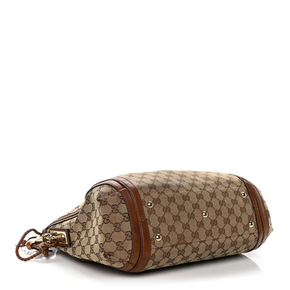 Gucci Monogram Cellarius Calfskin Medium Bella Hobo Beige Ebony Cuir 4 of 16