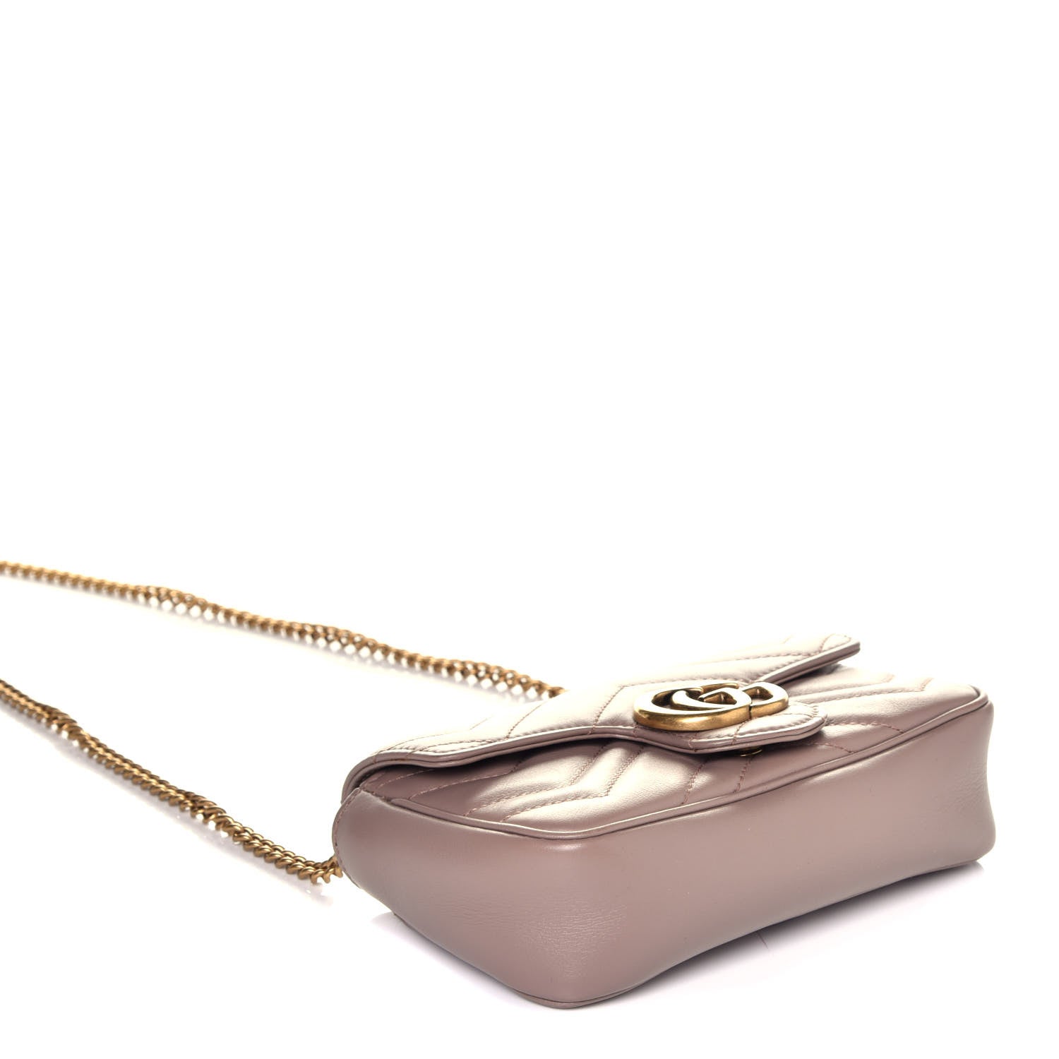 Gucci Calfskin Matelasse Super Mini GG Marmont Shoulder Bag Porcelain Rose 7 of 22