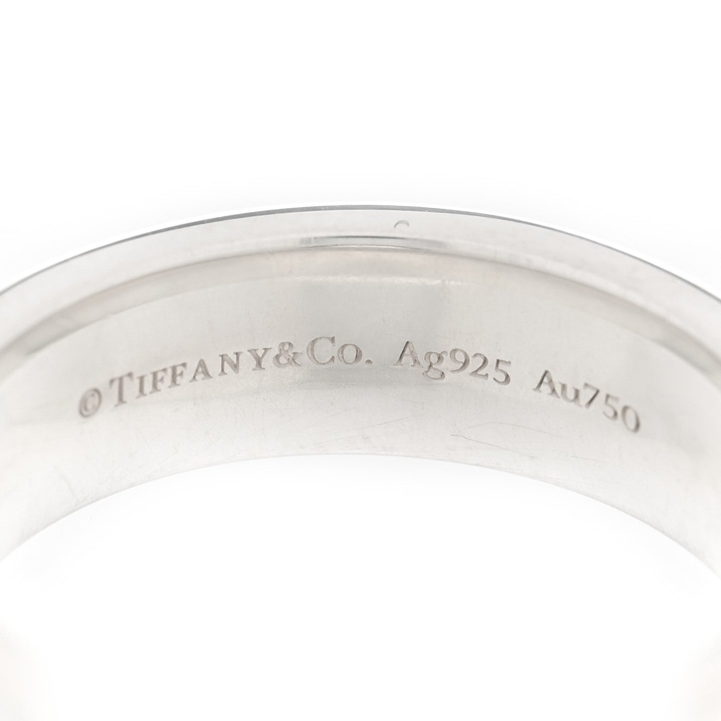 Sterling Silver 18K Rose Gold Tiffany T Wide Ring 54 6.75