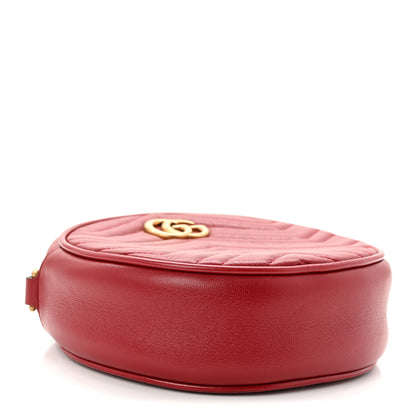 Gucci Glazed Calfskin Matelasse Heart Mini GG Marmont Round Shoulder Bag Romantic Cerise 4 of 10