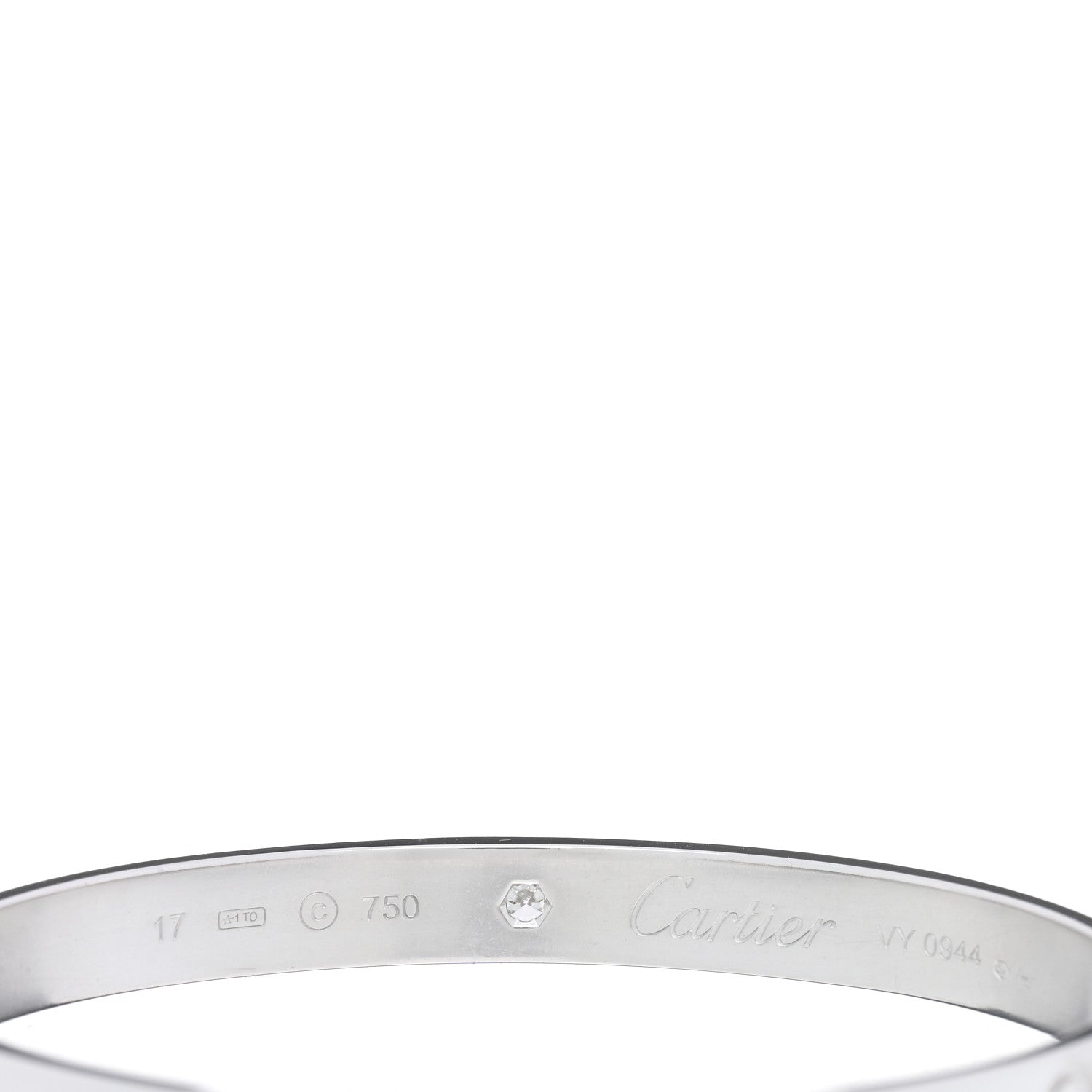 Cartier 18K White Gold 1 Diamond LOVE Cuff Bracelet 17 3 of 3